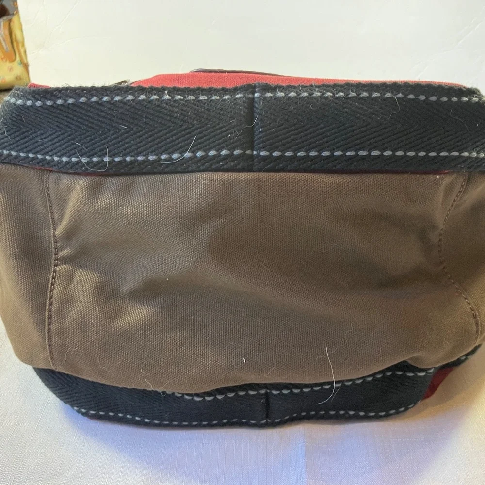 Chala Toffy Dog Large Tote Canvas/Vegan Leather, Burgundy With Black Handles EUC - Picture 4 of 13